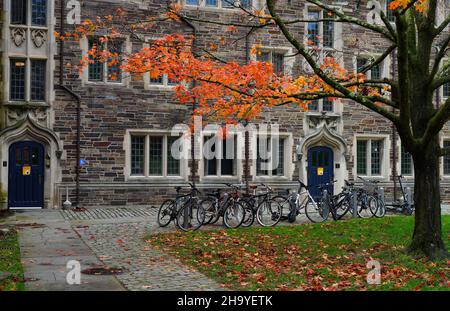 PRINCETON, NJ -31 Oct 2021- coloratissimo fogliame autunnale nel campus della Princeton University, nel New Jersey, Stati Uniti. Foto Stock