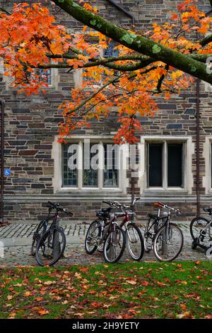 PRINCETON, NJ -31 Oct 2021- coloratissimo fogliame autunnale nel campus della Princeton University, nel New Jersey, Stati Uniti. Foto Stock