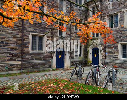 PRINCETON, NJ -31 Oct 2021- coloratissimo fogliame autunnale nel campus della Princeton University, nel New Jersey, Stati Uniti. Foto Stock