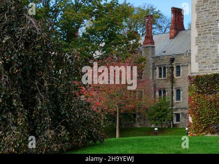 PRINCETON, NJ -31 Oct 2021- coloratissimo fogliame autunnale nel campus della Princeton University, nel New Jersey, Stati Uniti. Foto Stock