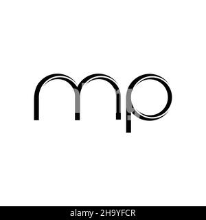 Monogramma MP Logo con slice arrotondato modello di design moderno isolato su sfondo bianco Illustrazione Vettoriale