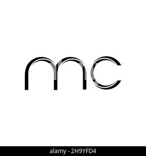 MC Logo monogramma con taglio arrotondato modello di design moderno isolato su sfondo bianco Illustrazione Vettoriale