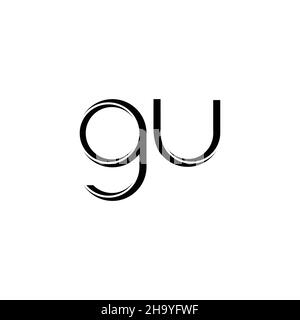 LOGO GU monogramma con taglio arrotondato modello moderno isolato su sfondo bianco Illustrazione Vettoriale