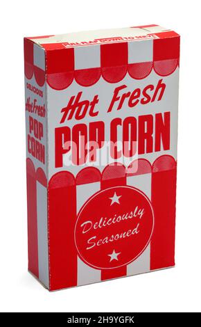 Retro Popcorn Box Cut out su bianco. Foto Stock