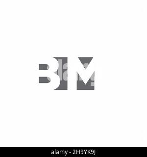 Monogramma BM Logo con modello di disegno in stile spazio negativo isolato su sfondo bianco Illustrazione Vettoriale