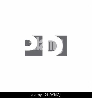 Logo PD monogramma con modello di design in stile spazio negativo isolato su sfondo bianco Illustrazione Vettoriale