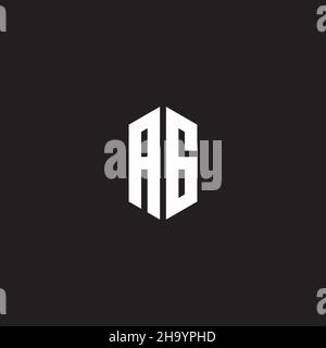 Monogramma AG Logo con modello a forma esagonale isolato su sfondo nero Illustrazione Vettoriale