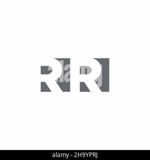 Logo RR monogramma con modello di design in stile spazio negativo isolato su sfondo bianco Illustrazione Vettoriale