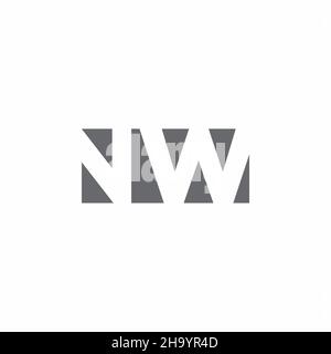 Logo NW monogramma con modello di design in stile spazio negativo isolato su sfondo bianco Illustrazione Vettoriale