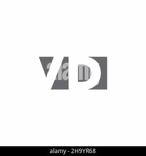 Monogramma VD Logo con modello di design in stile spazio negativo isolato su sfondo bianco Illustrazione Vettoriale