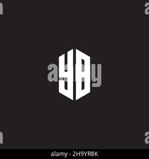 MONOGRAMMA YB Logo con modello a forma esagonale isolato su sfondo nero Illustrazione Vettoriale