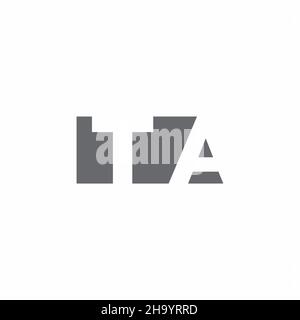 Logo TA monogramma con modello di design in stile spazio negativo isolato su sfondo bianco Illustrazione Vettoriale