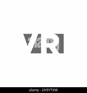 Logo VR monogramma con modello di design in stile spazio negativo isolato su sfondo bianco Illustrazione Vettoriale