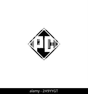 Logo monogramma con forma quadrata a diamante isolato su colori neri e sfondo bianco Illustrazione Vettoriale