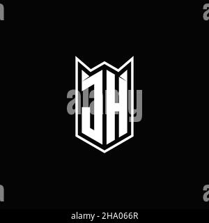Logo JH monogramma con schermo forma disegni modello vettore icona moderna Illustrazione Vettoriale