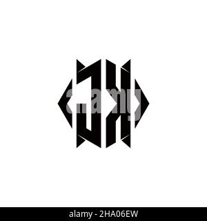 Logo JK monogramma con forma scudo disegni modello vettore icona moderna Illustrazione Vettoriale