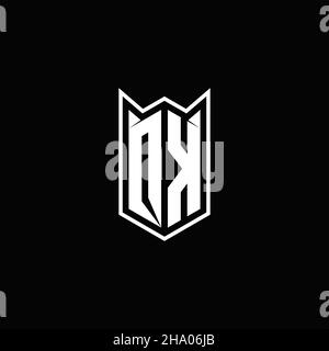 MONOGRAMMA QK Logo con shield shape disegni modello vettore icona moderna Illustrazione Vettoriale