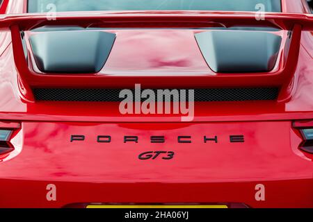 2017 Porsche 911 GT3 rossa posteriore Foto Stock