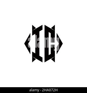 IC Logo monogramma con shield forma disegni modello vettore icona moderna Illustrazione Vettoriale