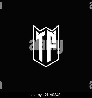 Logo TF monogramma con forma scudo disegni modello vettore icona moderna Illustrazione Vettoriale