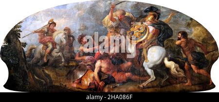 Alexander i grandi leoni di caccia di Charles de la fosse (Lafosse; 1636-1716), olio su tela di supporto, c.. 1679 Foto Stock