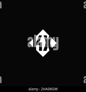 Logo monogramma con forma quadrata a diamante isolato su sfondo nero Illustrazione Vettoriale