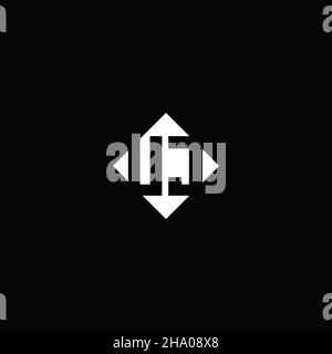 Logo monogramma con forma quadrata a diamante isolato su sfondo nero Illustrazione Vettoriale