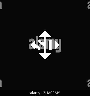 Logo monogramma con forma quadrata a diamante isolato su sfondo nero Illustrazione Vettoriale