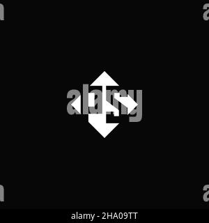 Logo monogramma con forma quadrata a diamante isolato su sfondo nero Illustrazione Vettoriale