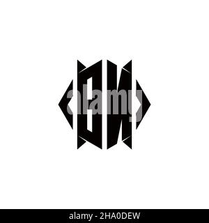 BN Logo monogramma con forma a scudo disegni modello vettore icona moderna Illustrazione Vettoriale
