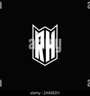 Logo RH monogramma con forma a scudo disegni modello vettore icona moderna Illustrazione Vettoriale