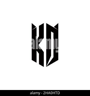 KQ Logo monogramma con forma a scudo disegni modello vettoriale icona moderna Illustrazione Vettoriale