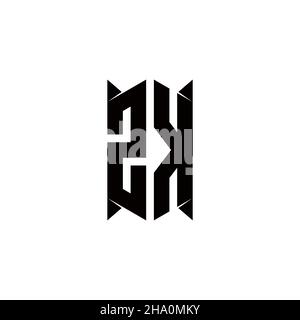 ZK Logo monogramma con forma a scudo disegni modello vettore icona moderna Illustrazione Vettoriale