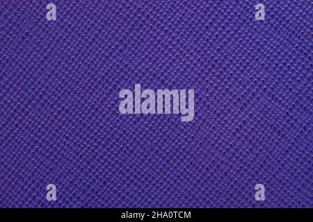 Primo piano in vera pelle, colore blu viola scuro, struttura a trama scanalata, sfondo alla moda. Sfondo moderno Foto Stock