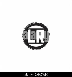 LR Logo Initial Letter Monogram con modello di design a forma di cerchio astratto isolato su sfondo bianco Illustrazione Vettoriale