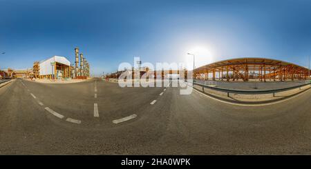 Visualizzazione panoramica a 360 gradi di Nona raffineria del complesso South Pars gas