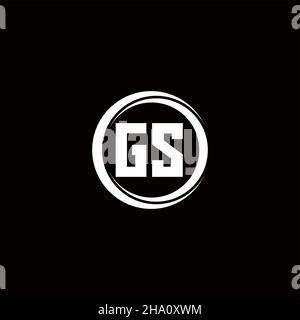 Logo GS monogramma lettera iniziale con sezione circolare modello di design arrotondato isolato su sfondo nero Illustrazione Vettoriale