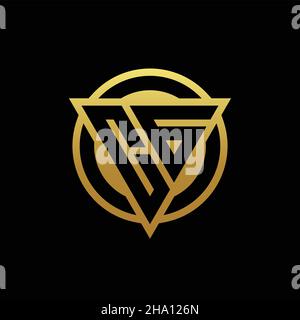 Logo CG monogramma con forma a triangolo e stile circolare arrotondato isolato sui colori oro e modello di disegno nero su sfondo Illustrazione Vettoriale