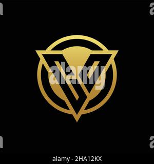 Monogramma CON logo CO con forma triangolare e forma circolare arrotondata, isolato sui colori oro e modello di sfondo nero Illustrazione Vettoriale