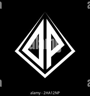 OP logo lettere monogramma con prisma forma modello vettore icona moderna Illustrazione Vettoriale