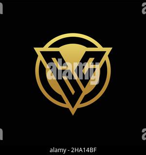 Monogramma con logo GC con forma triangolare e forma circolare arrotondata, isolato sui colori oro e modello di design con sfondo nero Illustrazione Vettoriale