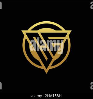 Monogramma con logo CE con forma triangolare e forma circolare arrotondata, isolato sui colori oro e modello di design con sfondo nero Illustrazione Vettoriale