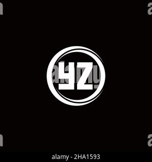Logo YZ monogramma lettera iniziale con sezione circolare modello di design arrotondato isolato su sfondo nero Illustrazione Vettoriale