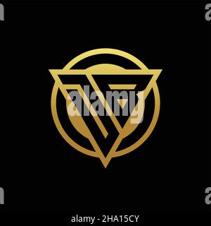 Monogramma CON logo DB a forma di triangolo e cerchio arrotondato isolato sui colori oro e modello con sfondo nero Illustrazione Vettoriale