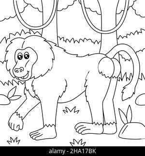 Pagina da colorare di baboon per i bambini Illustrazione Vettoriale