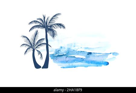 Il mare e le palme. Illustrazione vettoriale Illustrazione Vettoriale