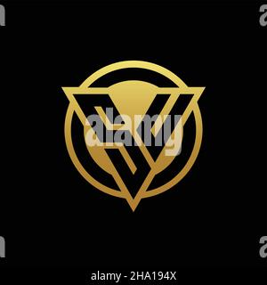 Logo SU monogramma con forma triangolare e cerchio arrotondato isolato su colori oro e modello nero di sfondo Illustrazione Vettoriale