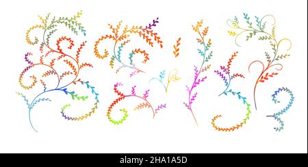 Set di ramoscelli molto carini e multicolore. Illustrazione vettoriale Illustrazione Vettoriale