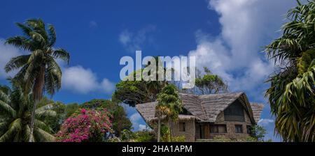 Le Chateau de Feuilles Praslin Seychelles Foto Stock