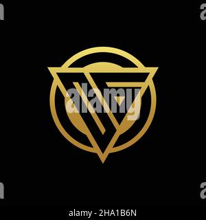 LOGO OG monogramma a forma di triangolo e cerchio arrotondato isolato su colori oro e modello di disegno nero sfondo Illustrazione Vettoriale